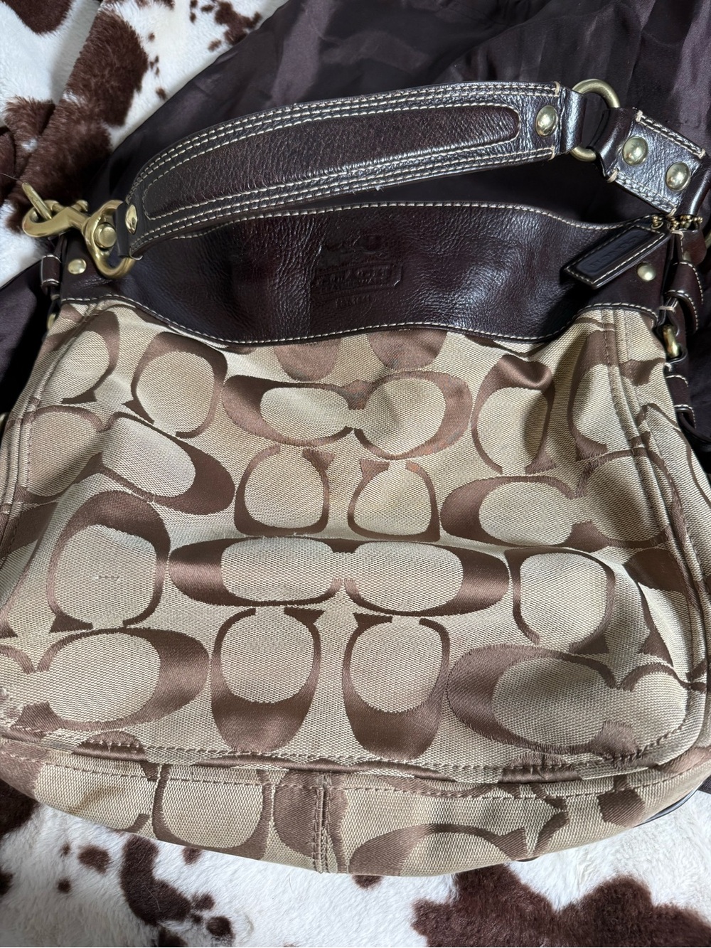 Tan and brown signature vintage coach bag - Picture 2 of 12